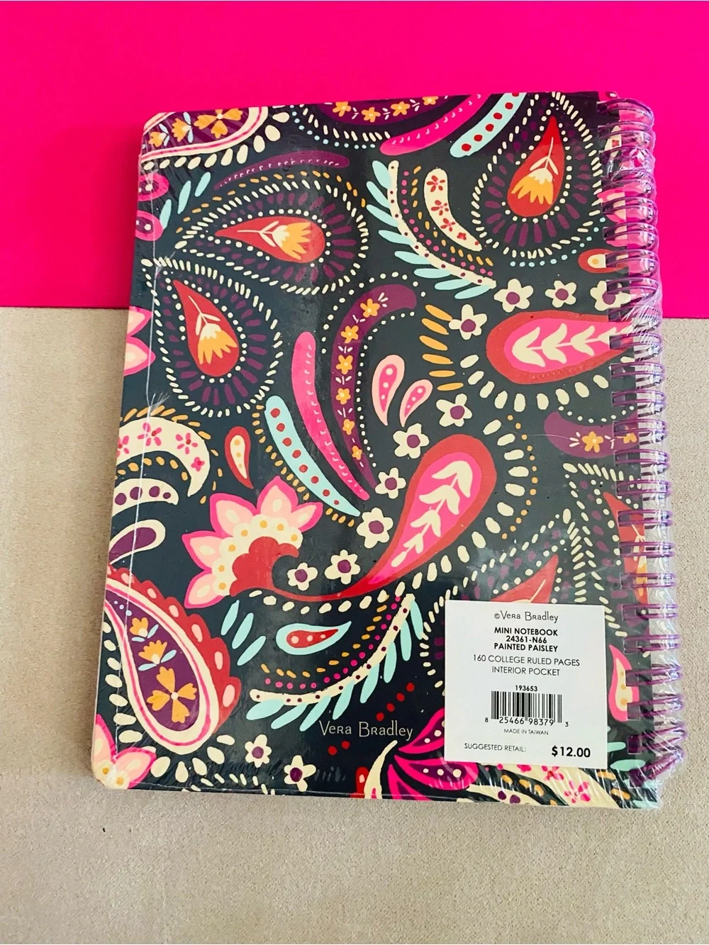 Vera Bradley Mini Spiral Notebook NWT Painted Paisley. 160 pages